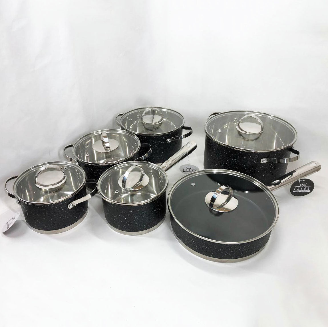 Набор посуды 12 предметов ASTRA A-2512, набор посуды для электрических плит, сборный набор кастрюль