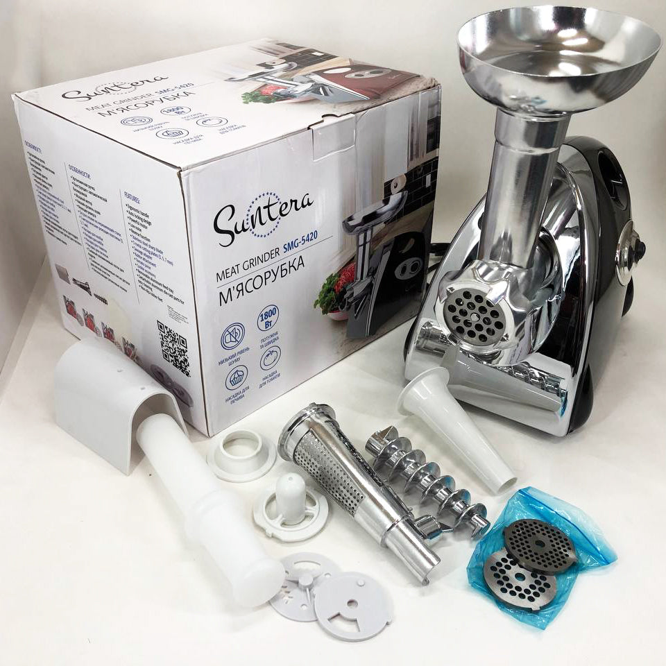 Электромясорубка Suntera SMG-5420B 1800 Вт, электромясорубка соковыжималка для томатов, мясорубка для дома