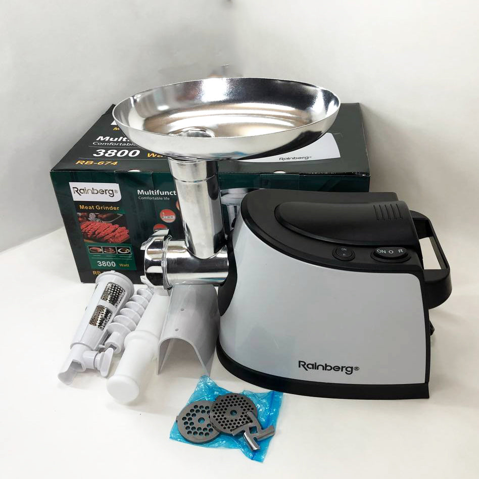 Электромясорубка с соковыжималкой Rainberg RB-674 3000W, электромясорубка для шинковки, мощная мясорубка