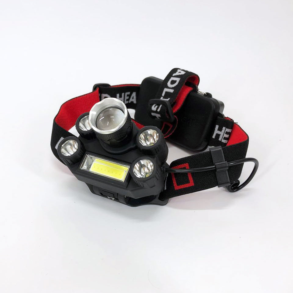 Фонарик налобный Bailong BL-T64-T6+4XPE, светодиодный фонарь на лоб, мощный налобный фонарь для рыбалки