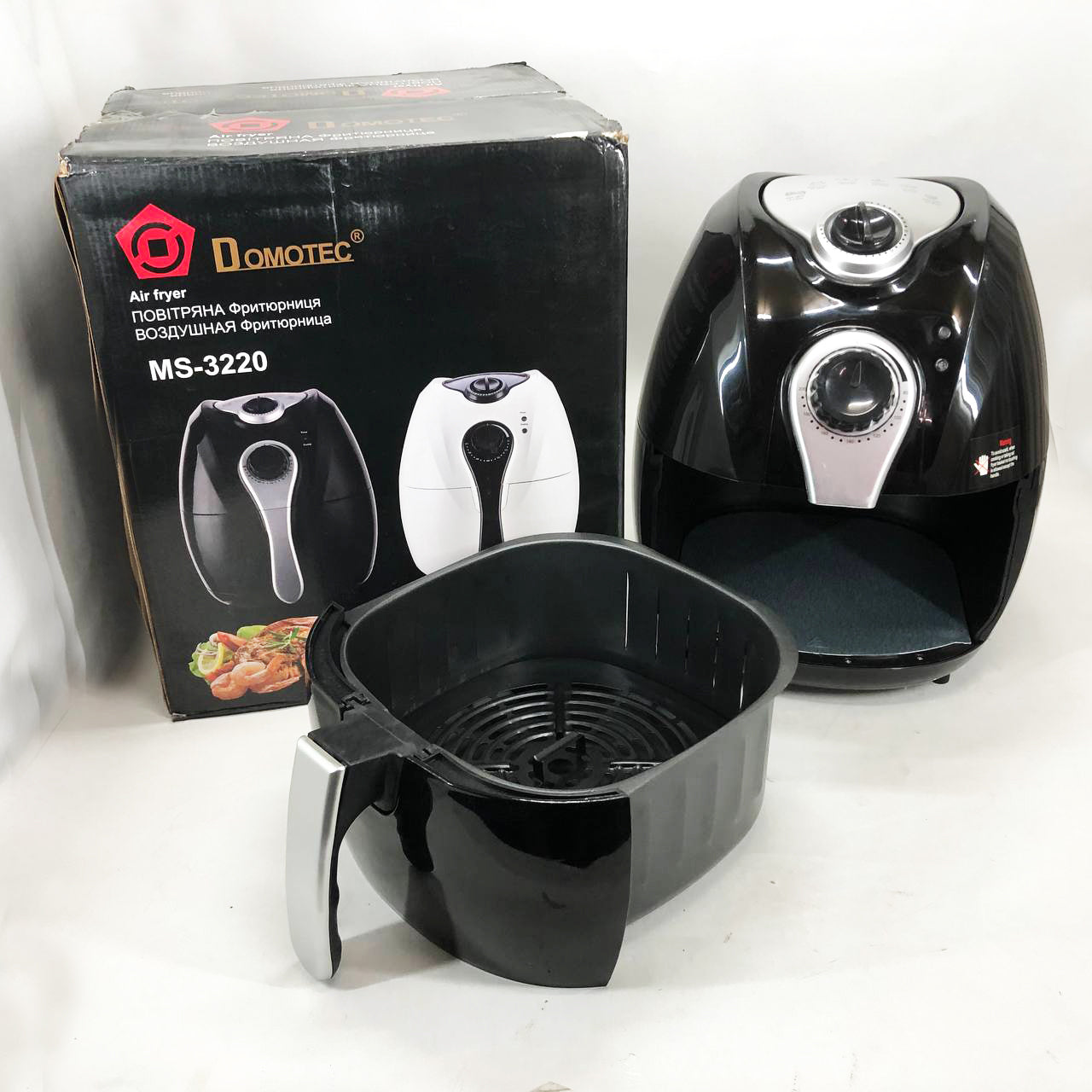 Аерофритниця Мультипіч Аерогриль Domotec MS-3220 1300 Вт 4,5 л Безмасляна з Таймером. Колір: чорний