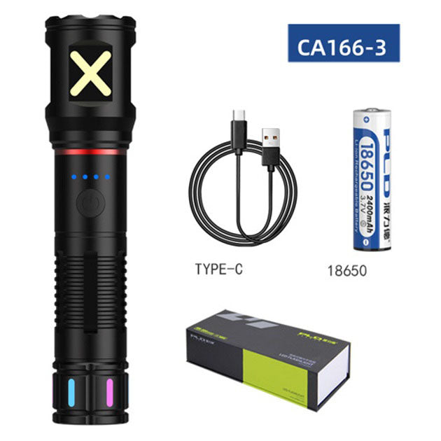 Фонарь ручной аккумуляторный PLD-CA166-3, Фонарь ручной мощный, Тактичный фонарь, Ручной фонарик led