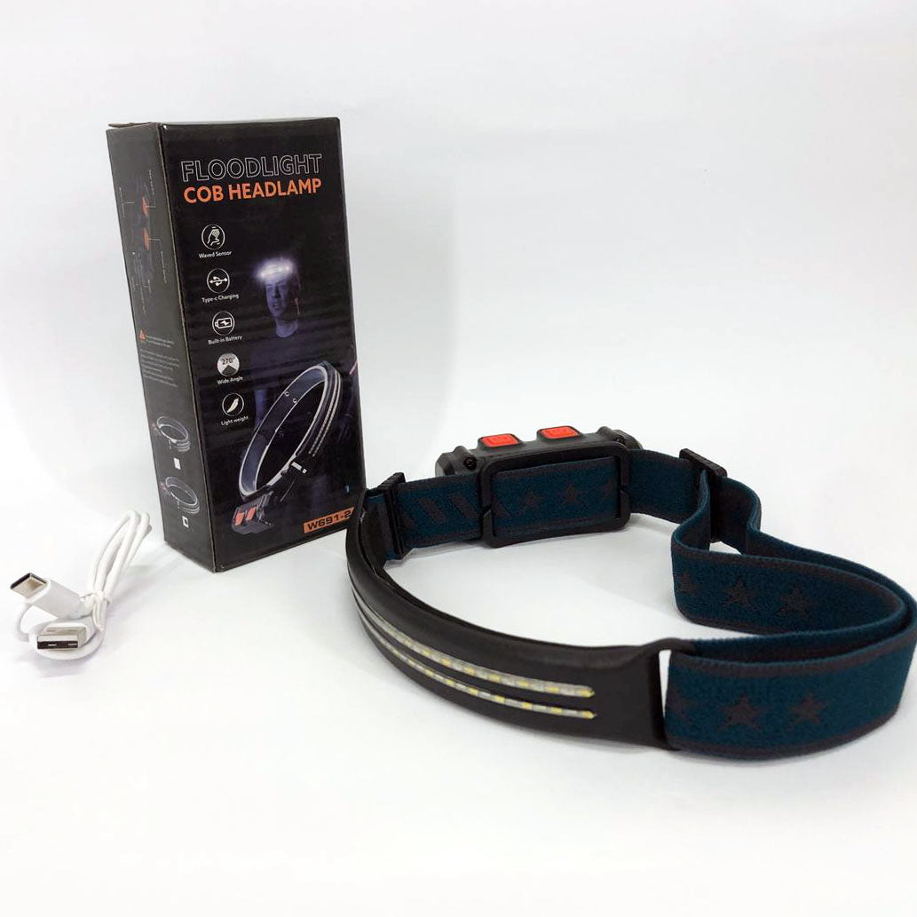 Фонарь налобный аккумуляторный BL-W691-2COB (white/red/RGB) с датчиком движения, мощный налобный фонарь