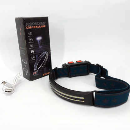 Фонарь налобный аккумуляторный BL-W691-2COB (white/red/RGB) с датчиком движения, мощный налобный фонарь