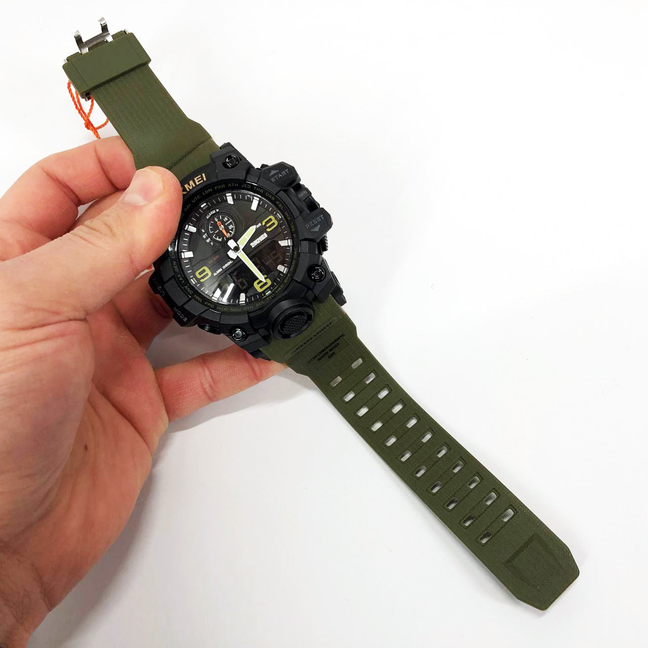 Часы наручные мужские SKMEI 1586AG ARMY GREEN, мужские армейские водостойкие тактические. Цвет: зеленый