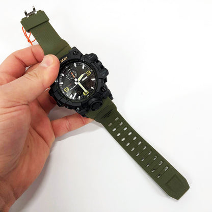 Часы наручные мужские SKMEI 1586AG ARMY GREEN, мужские армейские водостойкие тактические. Цвет: зеленый