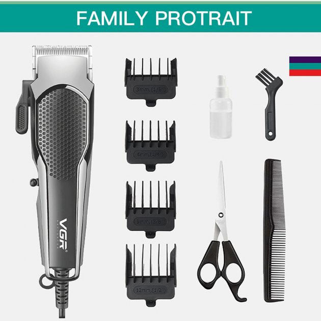 Машинка для стрижки VGR V-130 проводная профессиональная с насадками для окантовки триммер для волос