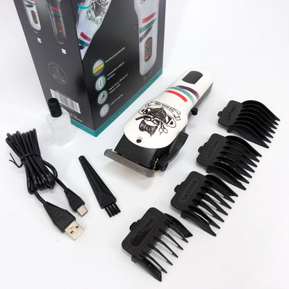 Машинка для стрижки волос и бороды профессиональная VGR V-699 B с насадками и LED дисплеем. Цвет: белый