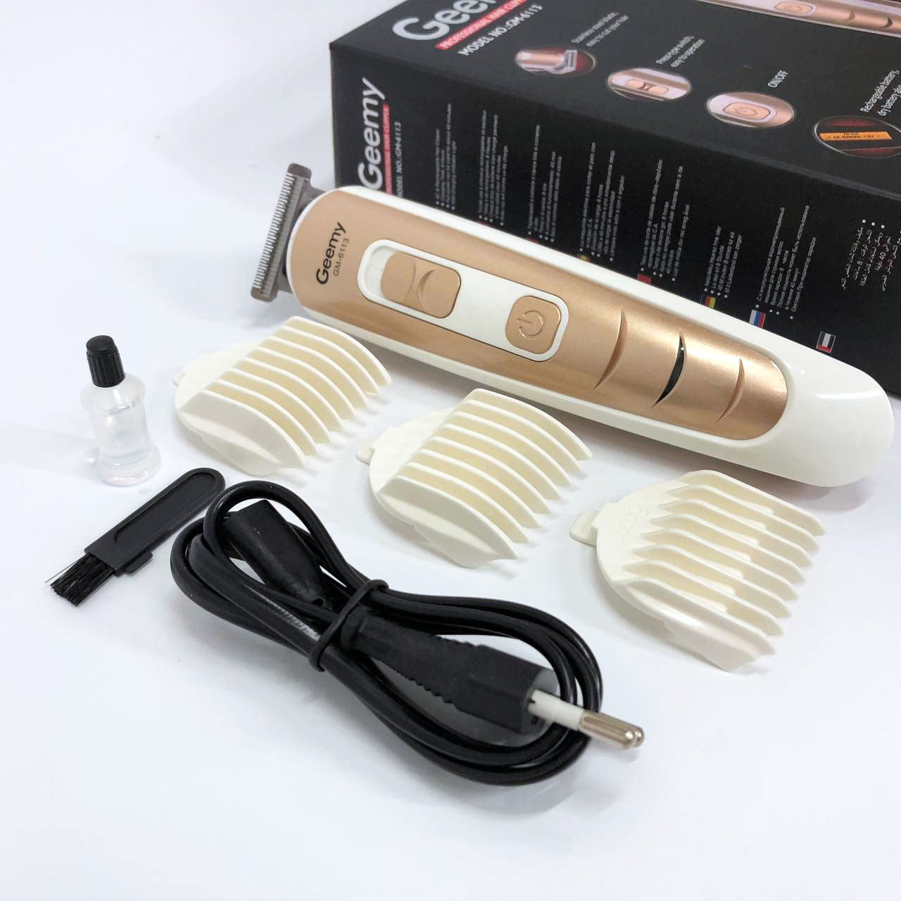 Машинка для стрижки волос Gemei GM-6113 аккумуляторная, машинка мужская для бритья. Цвет: золотой