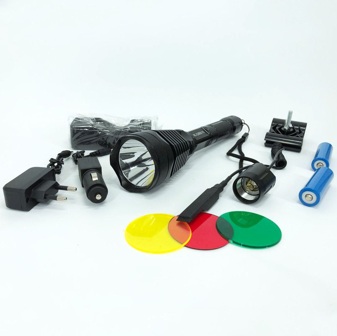 Фонарь тактический Police Q2800-T6 18650 х 2, заряжается от сети 220В и авто ЗУ 12В, выносная кнопка