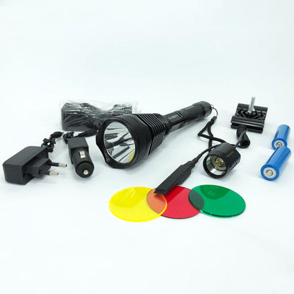 Фонарь тактический Police Q2800-T6 18650 х 2, заряжается от сети 220В и авто ЗУ 12В, выносная кнопка