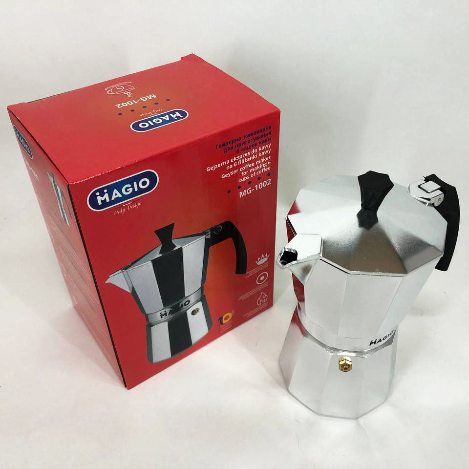 Гейзерная кофеварка Magio MG-1002 300 мл, гейзер для кофе, кофеварка гейзерного типа, кофеварка для дома