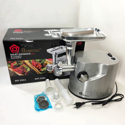 Профессиональная мясорубка DOMOTEC MS-2021S из нержавеющей стали 3000 Вт, мясорубка электрическая металл