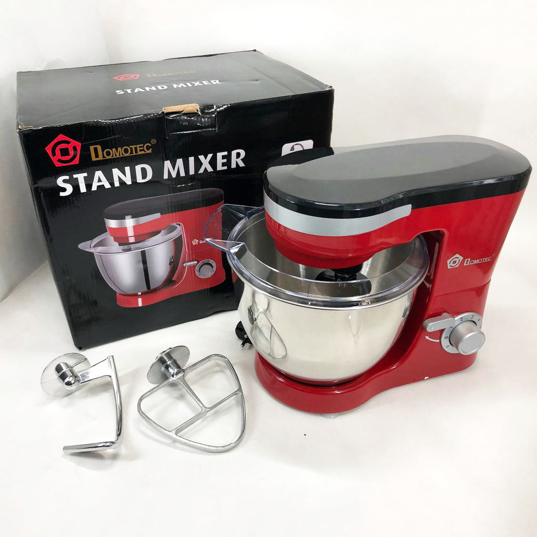 Миксер-тестомес планетарный Domotec MS-1368 на 6 скоростей 3 насадки чаша 4 л 1500 W