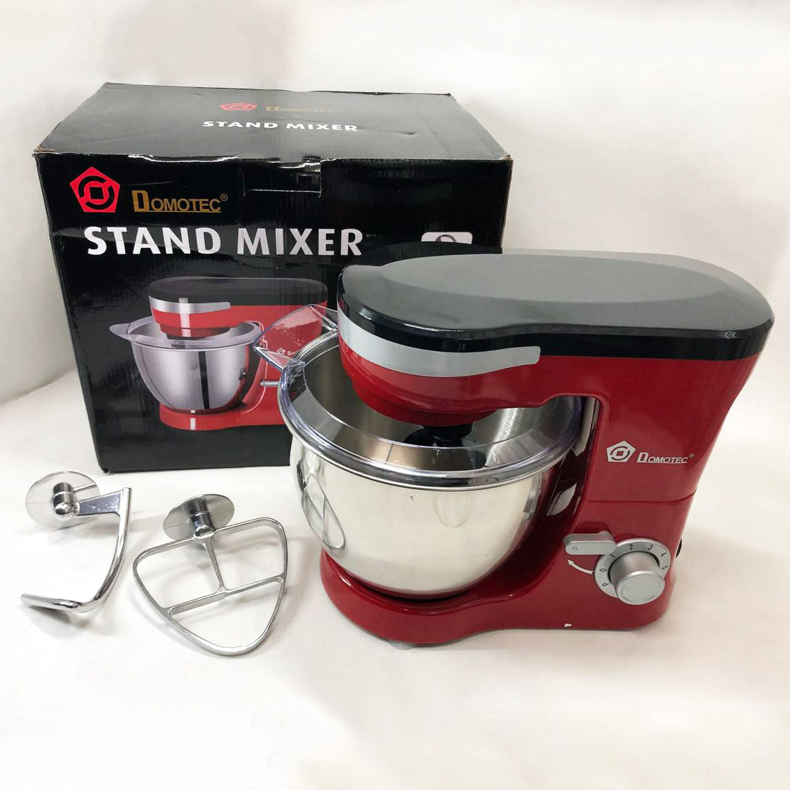 Миксер-тестомес планетарный Domotec MS-1368 на 6 скоростей 3 насадки чаша 4 л 1500 W