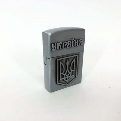 Зажигалка кремниевая патриотическая Украина 4550. Цвет: серебряный