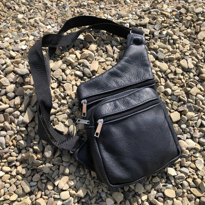 Мужская сумка из натуральной кожи, тактическая сумка - мессенджер черная, тактическая сумка на грудь