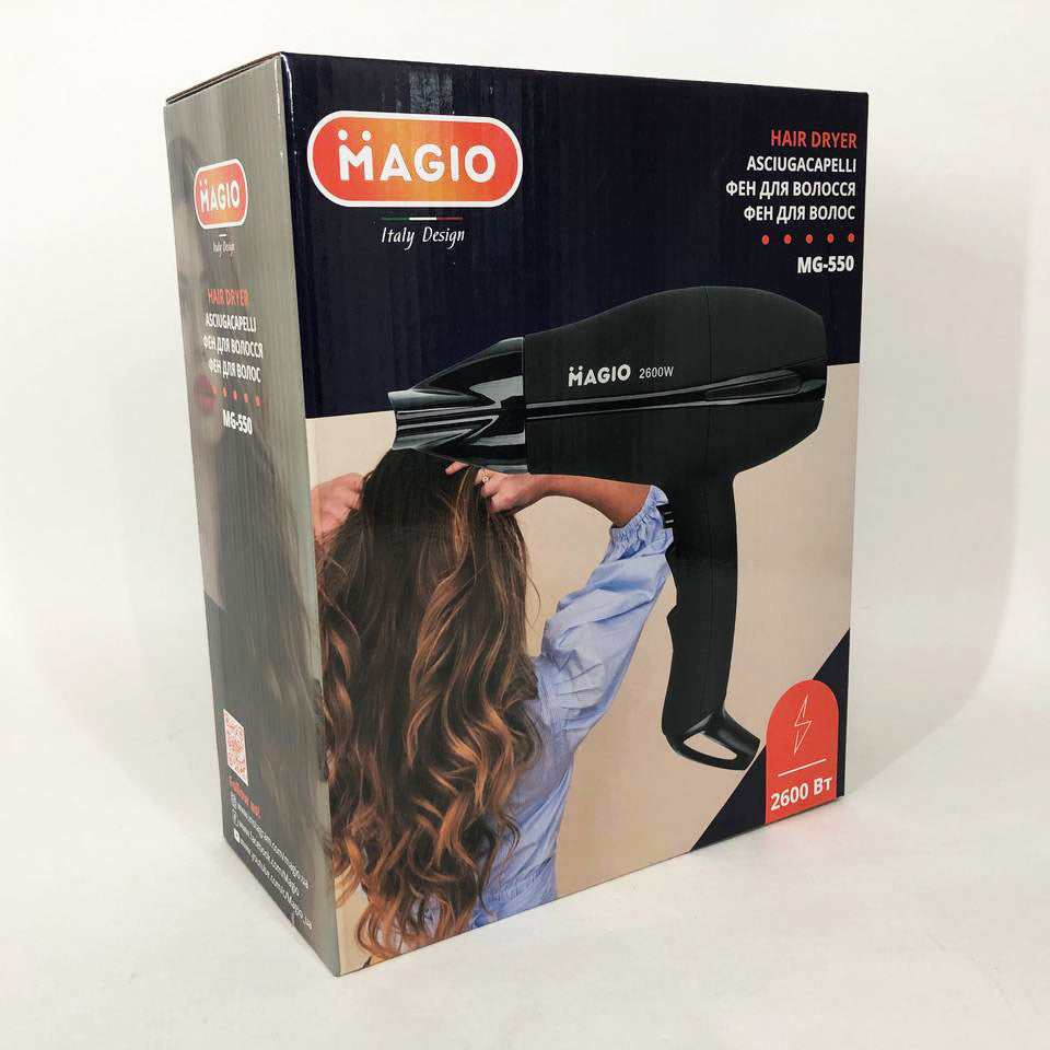 Фен бытовой MAGIO MG-550 2600 Вт, Мощный универсальный фен, Хороший мощный фен, Мощный электрический фен