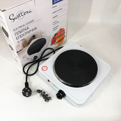 Плита электрическая Suntera SP-1930, электроплита 1 комфорка, электроплита кухонна. Цвет: белый