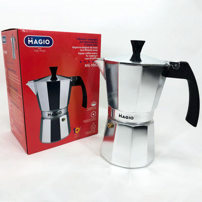Гейзерная кофеварка Magio MG-1002 300 мл, гейзер для кофе, кофеварка гейзерного типа, кофеварка для дома
