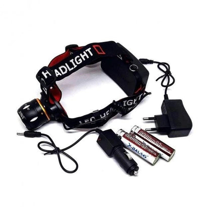 Фонарь налобный светодиодный водонепроницаемый с 2 аккумуляторами Bailong BL-T06B-P90, головной фонарик