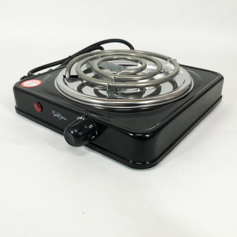 Плита электрическая Suntera SP-1910, электроплита 1000 w, электроплита 1 комфорка. Цвет: черный