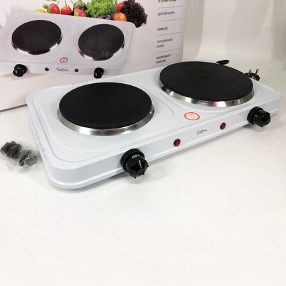 Плитка электрическая Suntera DP-1935W, 2500W, 2 конфорки разного диаметра, 2 конфорки. Цвет: белый