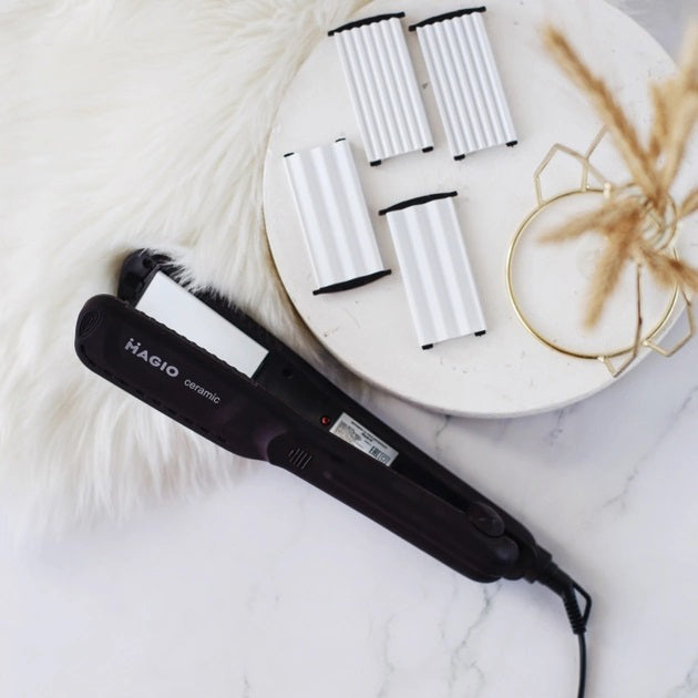 Щипцы для волос MAGIO MG-722 с насадками для гофре, Плойка выравниватель, Выпрямитель для волос 2в1