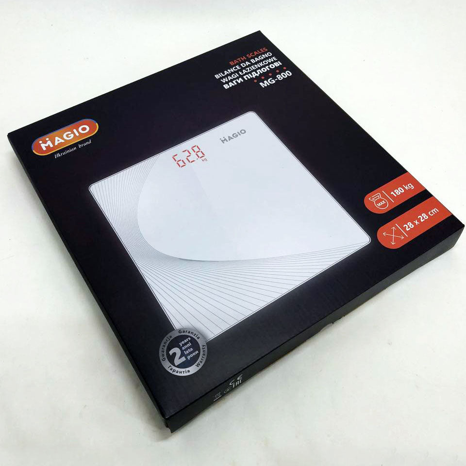Весы напольные электронные стекло Magio MG-800, Весы для взвешивания людей, Весы бытовые напольные