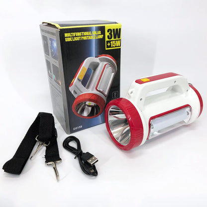 Фонарь кемпинговый с солнечной панелью 5158-LED-COB power bank, кемпинговый фонарь-лампа. Цвет: красный