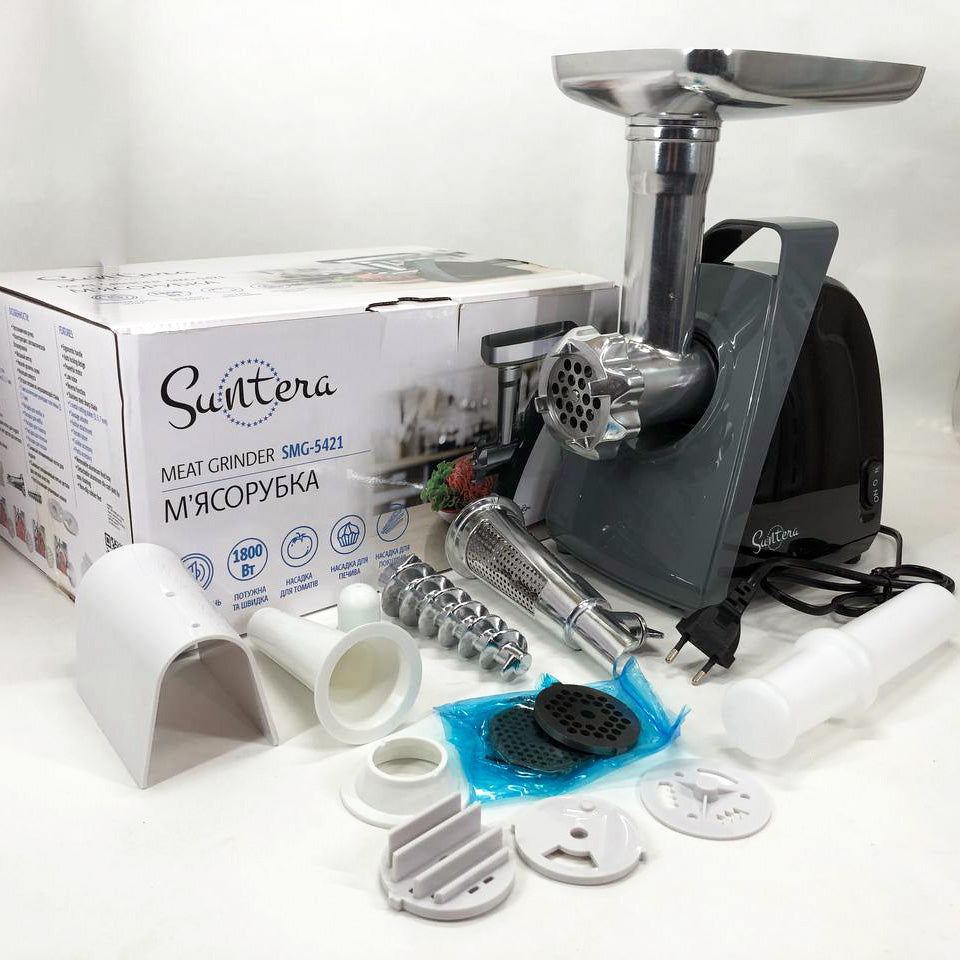 Мясорубка Suntera SMG-5421B 1800 Вт, мясорубка электрическая для мяса, мясорубка для домашней колбасы