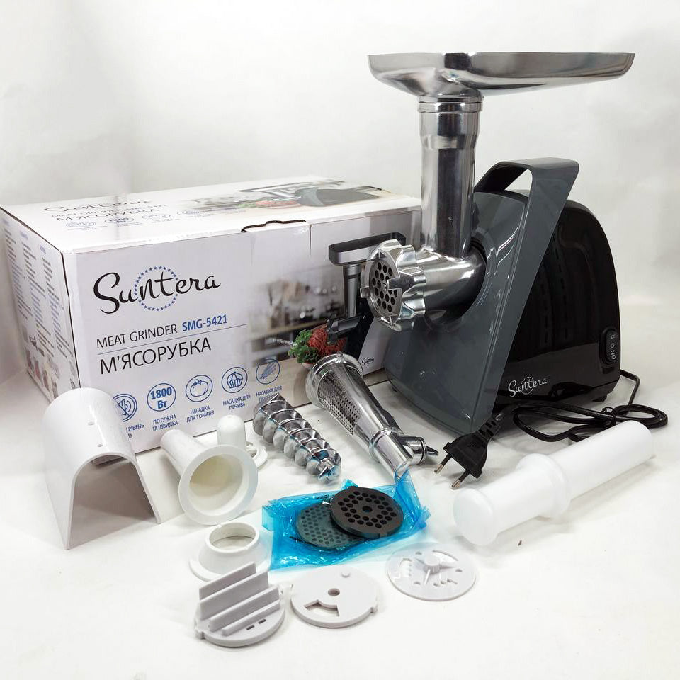 Мясорубка Suntera SMG-5421B 1800 Вт, мясорубка электрическая для мяса, мясорубка для домашней колбасы