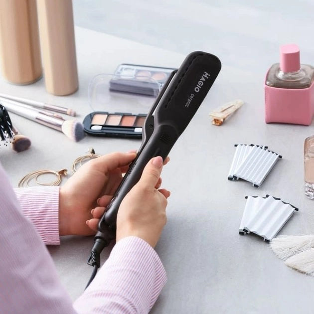 Щипцы для волос MAGIO MG-722 с насадками для гофре, Плойка выравниватель, Выпрямитель для волос 2в1