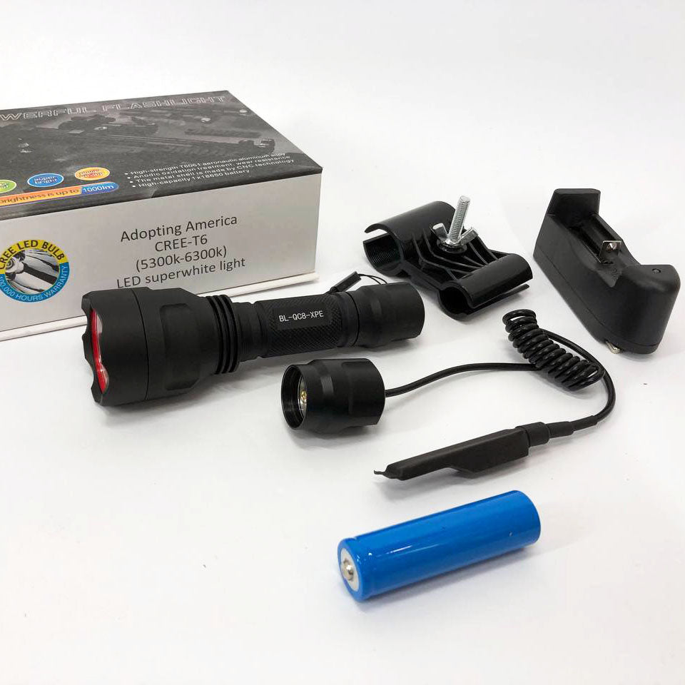 Тактический подствольный фонарь для охоты Bailong BL-QC8 XPE, сильный фонарик, фонарь ручной тактический