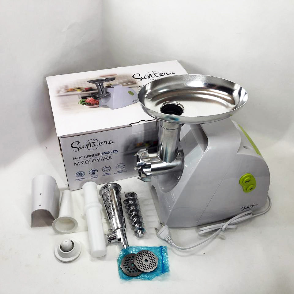 Мясорубка Suntera SMG-5425W, мясорубка-соковыжималка, электрическая мясорубка с насадками для дома