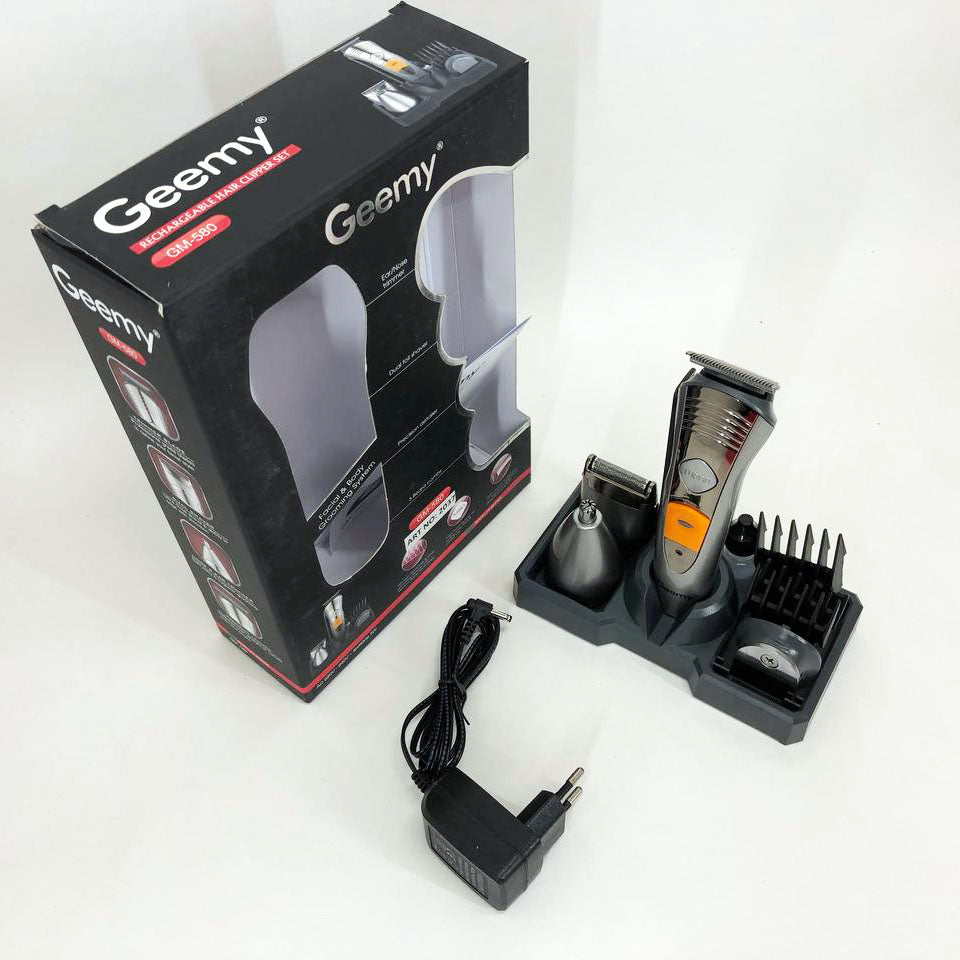 Набор для стрижки Pro Gemei GM-580 триммер 7в1 для стрижки волос, бритья бороды, для носа и ушей, стайлер