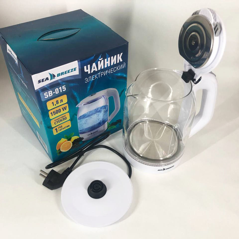 Электрочайник SeaBreeze SB-015 1.8 л, чайники с подсветкой, электронный чайник тихий электрический чайник