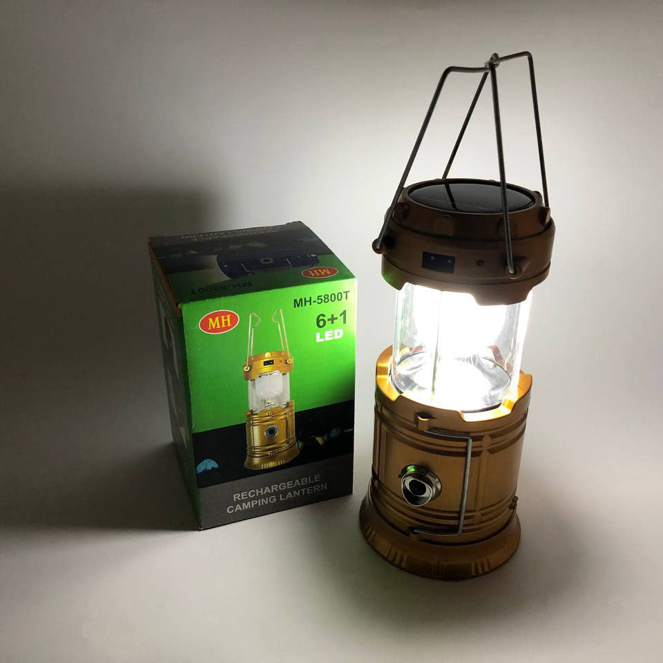 Туристический фонарь-лампа на солнечной батарее с павером CAMPING MH-5800T (6+1 LED). Цвет: коричневый