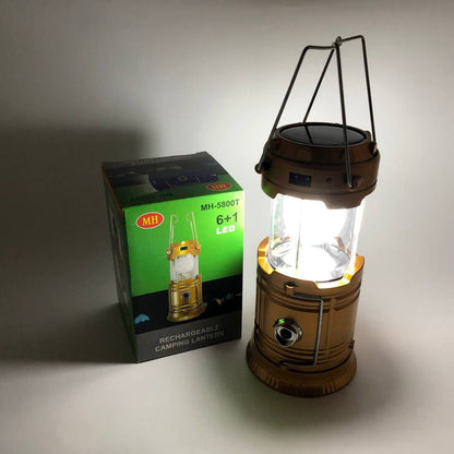 Кемпінговий ліхтар із сонячною панеллю, Багатофункціональний led ліхтар, Лампа для кемпінгу яскрава