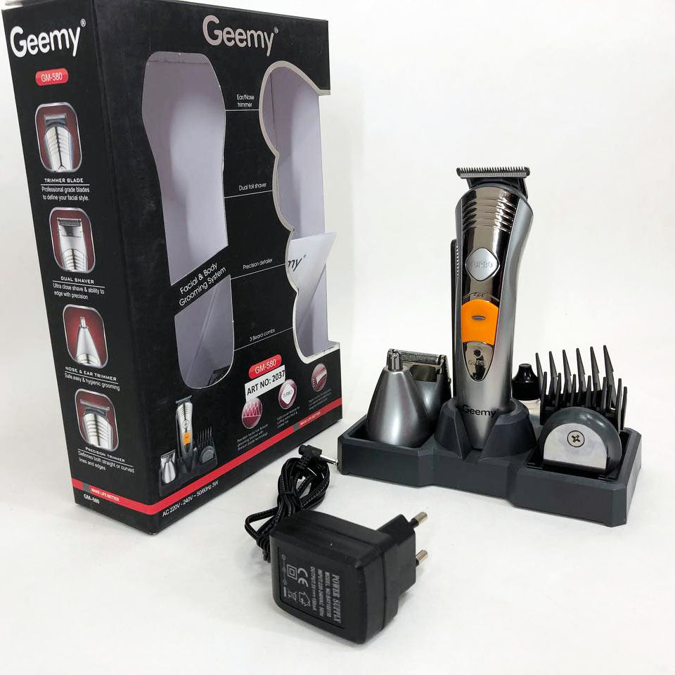 Набор для стрижки Pro Gemei GM-580 триммер 7в1 для стрижки волос, бритья бороды, для носа и ушей, стайлер