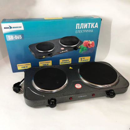 Настольная плита электрическая Sea Breeze SB-065 2500 Вт Электроплита двойная, двухконфорочная настольная