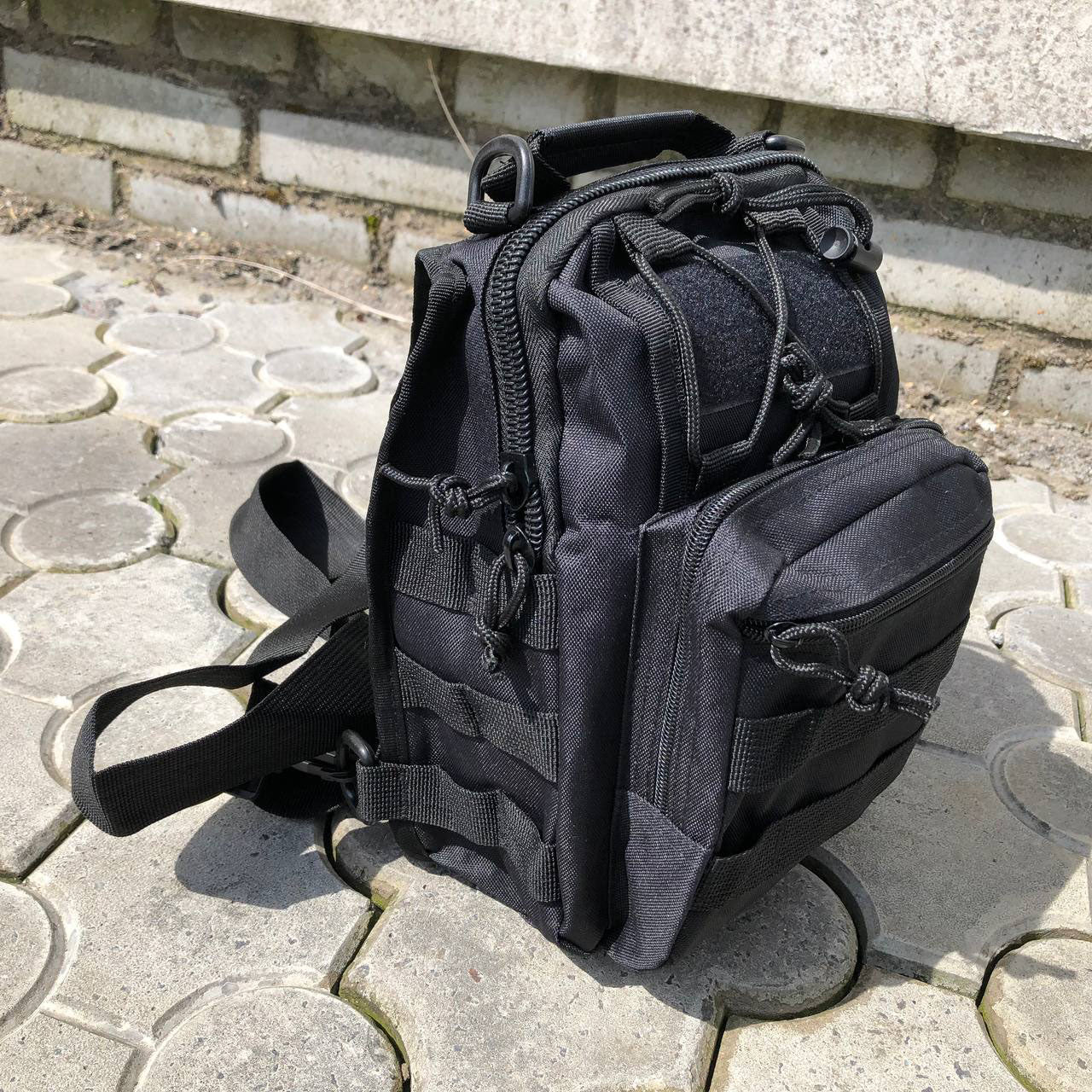 Черная мужская сумка тактическая нагрудная, Тактический походный военный рюкзак Рюкзак мужской военный