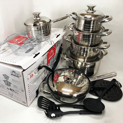 Набор посуды 18 предметов ASTRA A-2518, кастрюли из нержавейки, кастрюли с крышками, хорошие кастрюли