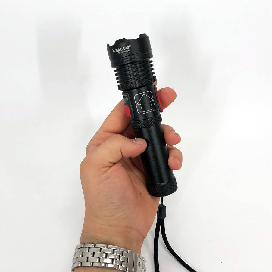 Фонарик светодиодный с аккумулятором X-Balog BL-X72-P90, фонарь ручной мощный, тактичный фонарь