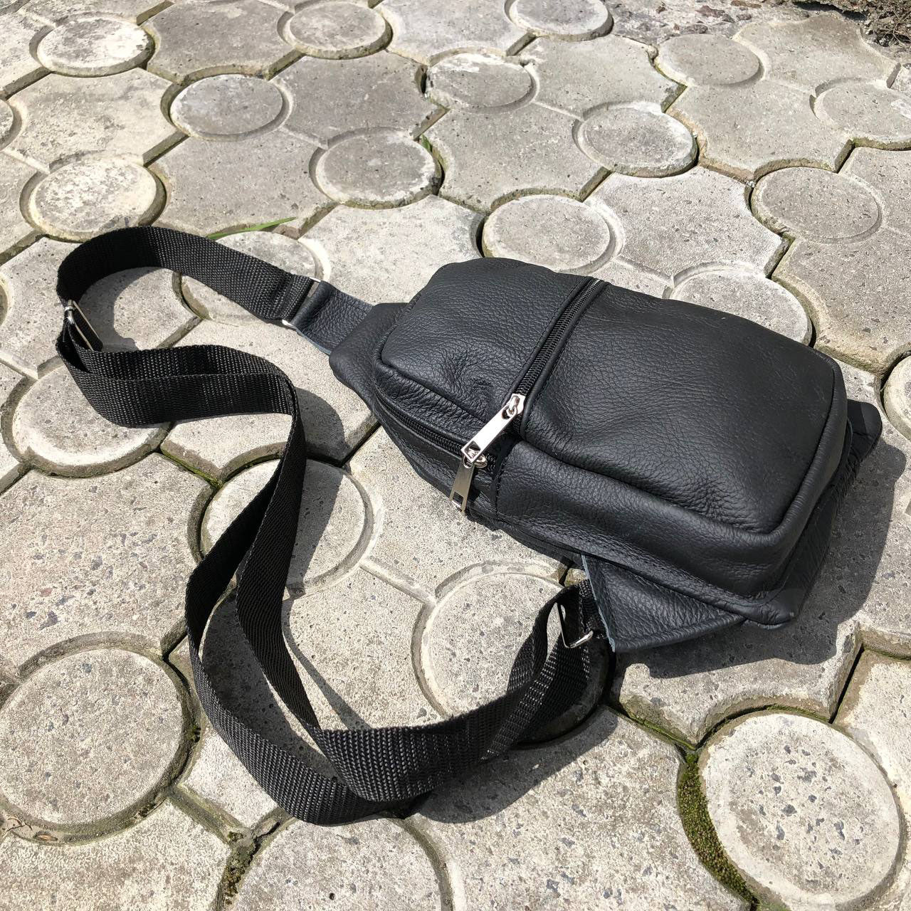 Сумка из натуральной кожи, слинг мужской черный, барсетка, кросс боди, Практичная сумка-мессенджер