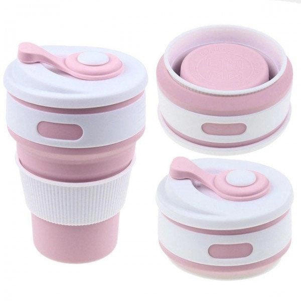 Кружка туристическая (складная/силиконовая), кружка походная силиконовая складная. Цвет: розовый