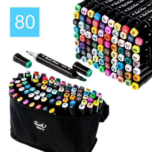 Двусторонние маркеры touch, двусторонние маркеры 80 шт, Професиональные маркеры для графики и живописи