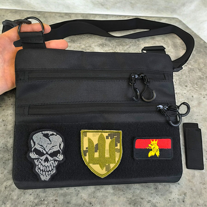 Сумка тактична чорна для прихованого носіння з кобурою, чоловічий месенджер із кордури