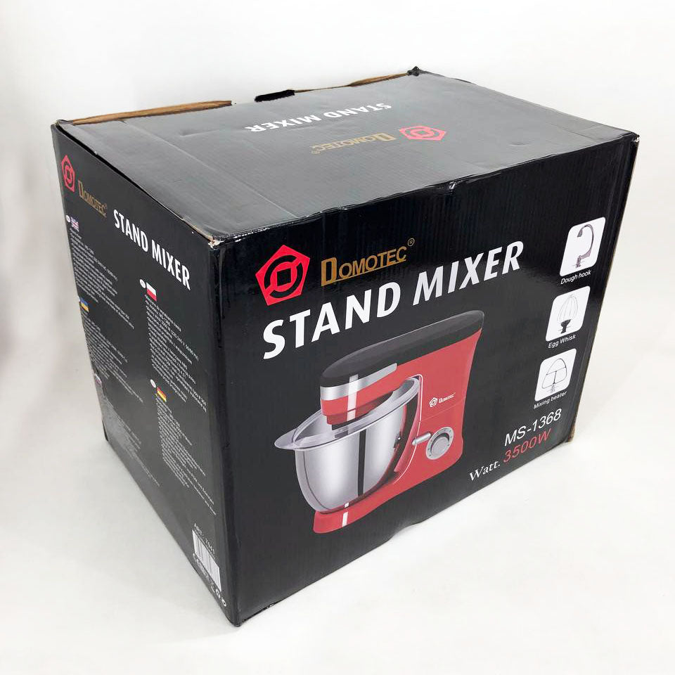 Миксер-тестомес планетарный Domotec MS-1368 на 6 скоростей 3 насадки чаша 4 л 1500 W