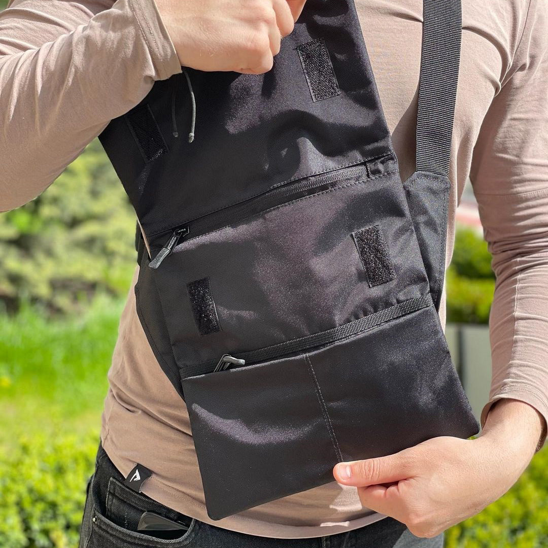 Тактический мессенджер, Мужская сумка черная тканевая, Мужская сумка через плечо кожа